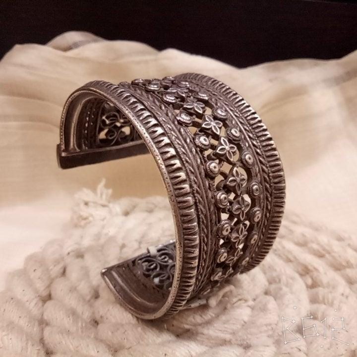 Sterling silver Handcrafted Broad Antique Look Bracelet