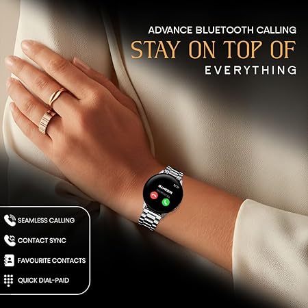 GameSir Active 2 Smart Watch AMOLED Display 1.3" Screen, 360 * 360 Resolution, IP68 Waterproof with Multiple Watch Faces Bluetooth Calling Metal Chain Round Dial Smartwatch for Men & Women (Black)