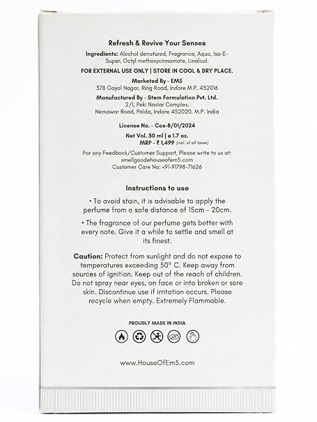 EM5 Nomade Perfume for Him/Her | Amber Oud Smoky leather Accords | Unisex Perfume Spray for Men & Women | Strong & Long Lasting Fragrance | Gift for Him & Her | 50ml