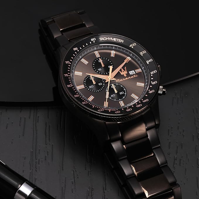 Maserati Sport Men's Luxury Watch, Stainless Steel Case, Quartz Movement, Stainless Steel Strap, 100M Water Resistant Timepiece, Black Dial, 2 Years Warranty - R8873640011