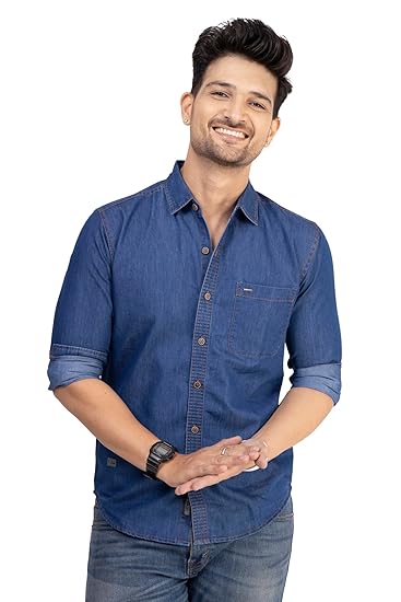 Men's Blue Denim Casual Shirt | Men Shirt | Denim Full Sleeve Shirt