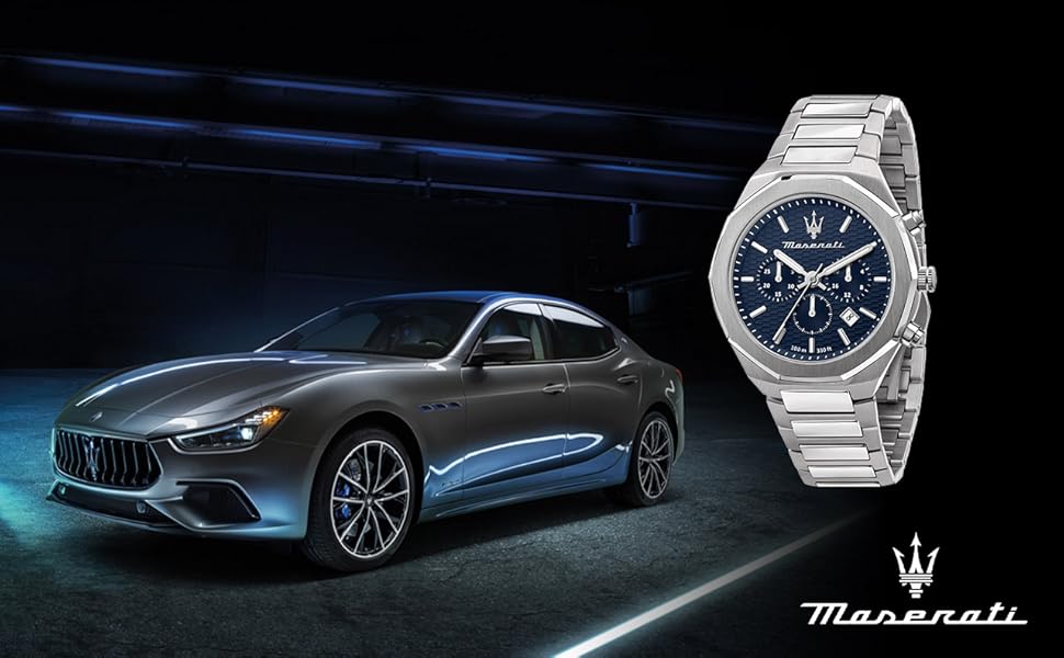 Maserati Sport Men's Luxury Watch, Stainless Steel Case, Quartz Movement, Stainless Steel Strap, 100M Water Resistant Timepiece, Black Dial, 2 Years Warranty - R8873640011