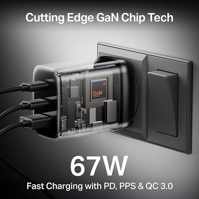 Boat 67W GaN Laptop Charger, Ultra-Fast Triple Port Fast Charging, Compact & Lightweight, Supports iPhone, ipad, Android, Laptops, Macbooks,HP, Dell, Lenovo, Asus, Tablet (for 65W Charging (Ash Grey)