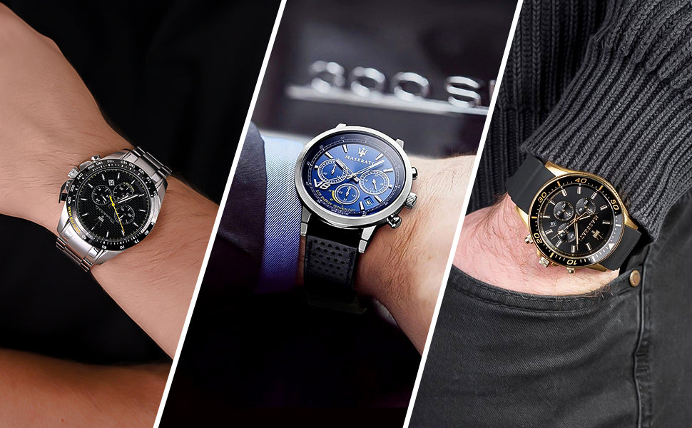 Maserati Sport Men's Luxury Watch, Stainless Steel Case, Quartz Movement, Stainless Steel Strap, 100M Water Resistant Timepiece, Black Dial, 2 Years Warranty - R8873640011