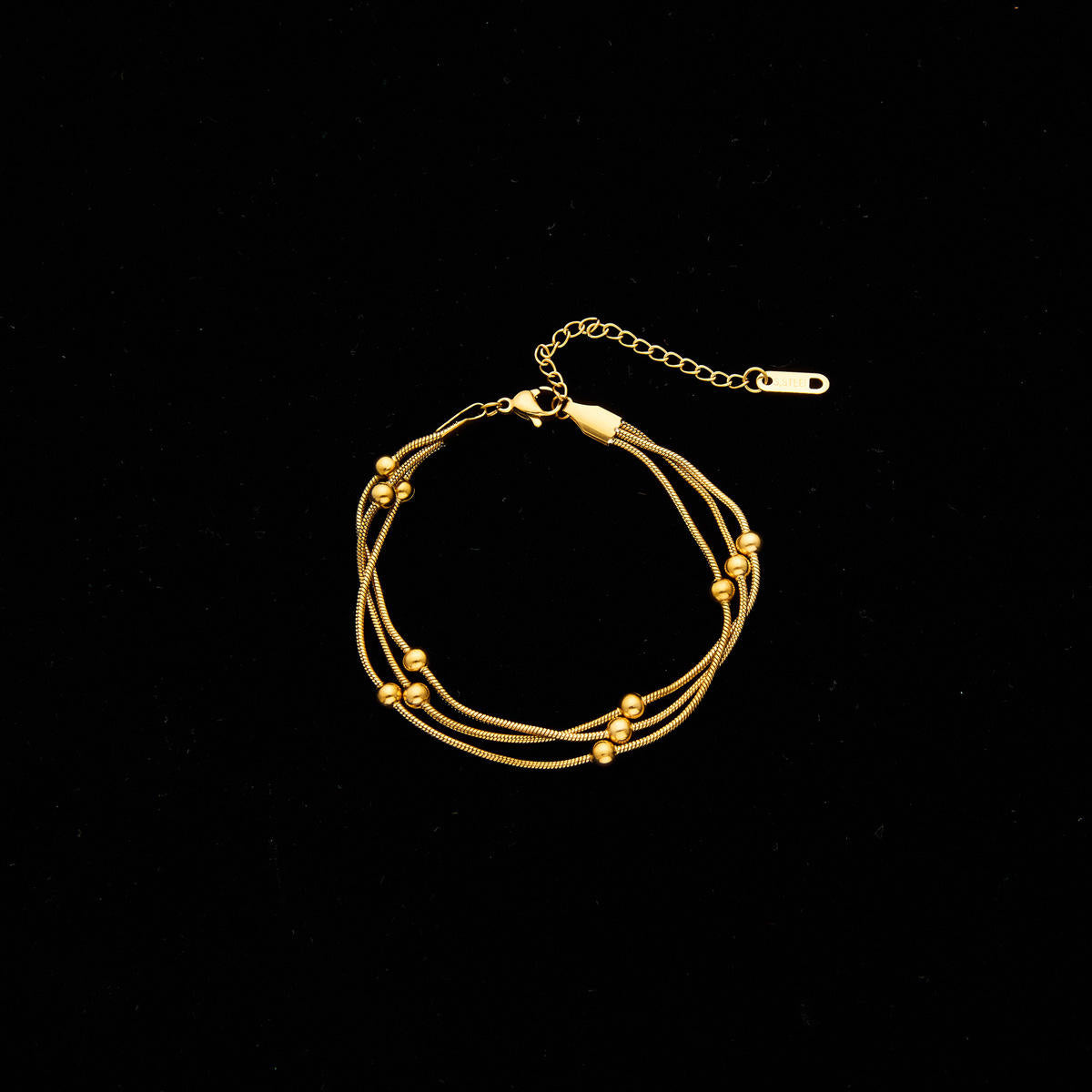 Triple Layer Gold Chain Bracelet with Beads E-legant Women’s Jewelry
