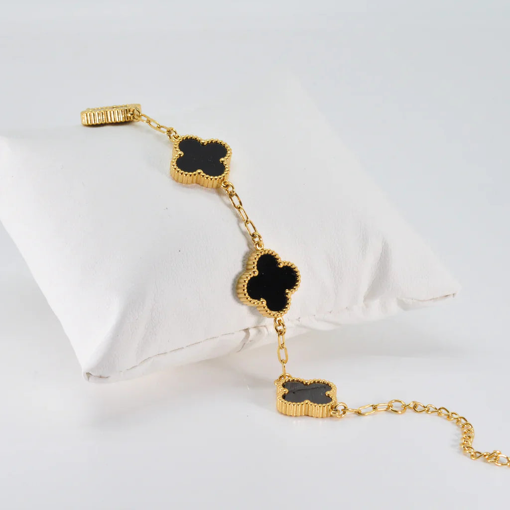 Black Four Leaf Clover Bracelet-4