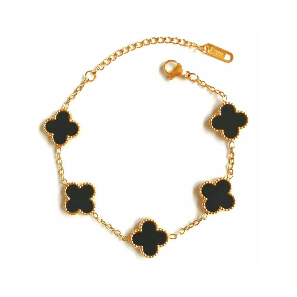 Black Four Leaf Clover Bracelet-0