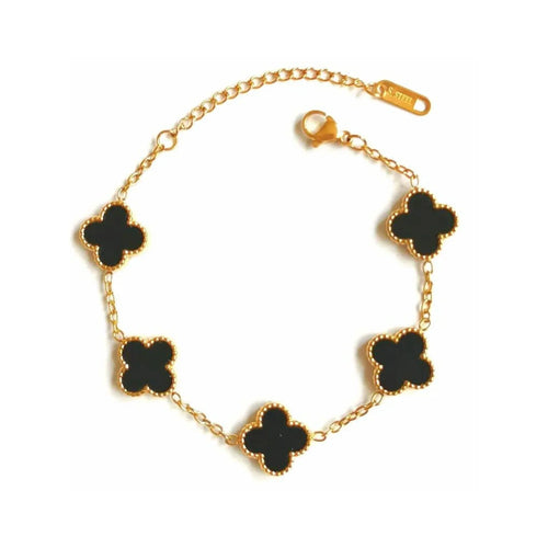 Black Four Leaf Clover Bracelet-0