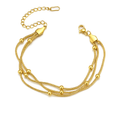 Triple Layer Gold Chain Bracelet with Beads E-legant Women’s Jewelry